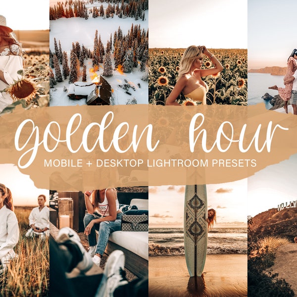 15 Golden Hour Lightroom Presets | Mobile & Desktop | Minimal Filters | Fashion Blogger Presets | Instagram Aesthetic | DNG + XMP Presets