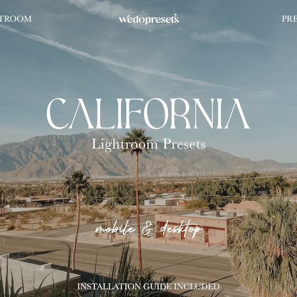 Préréglages Lightroom de Californie | Mobile et ordinateur de bureau | Filtres minimaux | Préréglages de blogueur d'été | LA Esthétique Instagram | Préréglages DNG + XMP