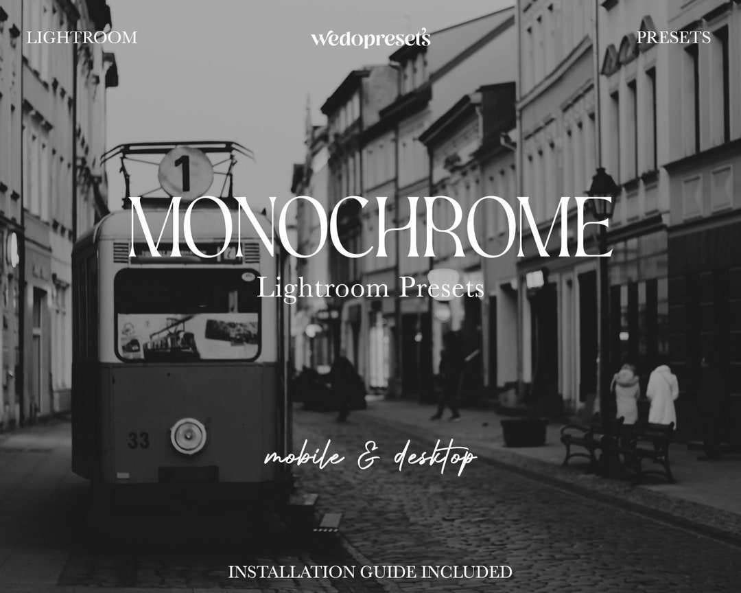 10 Monochrome Lightroom Presets Mobile & Desktop Black and White