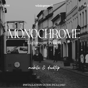 10 Monochrome Lightroom Presets | Mobile & Desktop | Black and White Filters | Blogger Presets | Instagram Aesthetic | DNG + XMP Presets