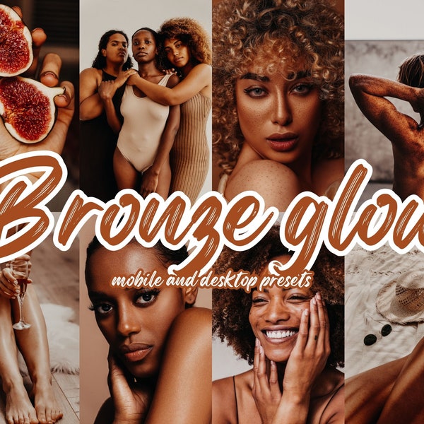 10 Bronze Glow Lightroom Presets | Mobile & Desktop | Minimal Filters | Golden Blogger Presets | Instagram Aesthetic | DNG + XMP Presets