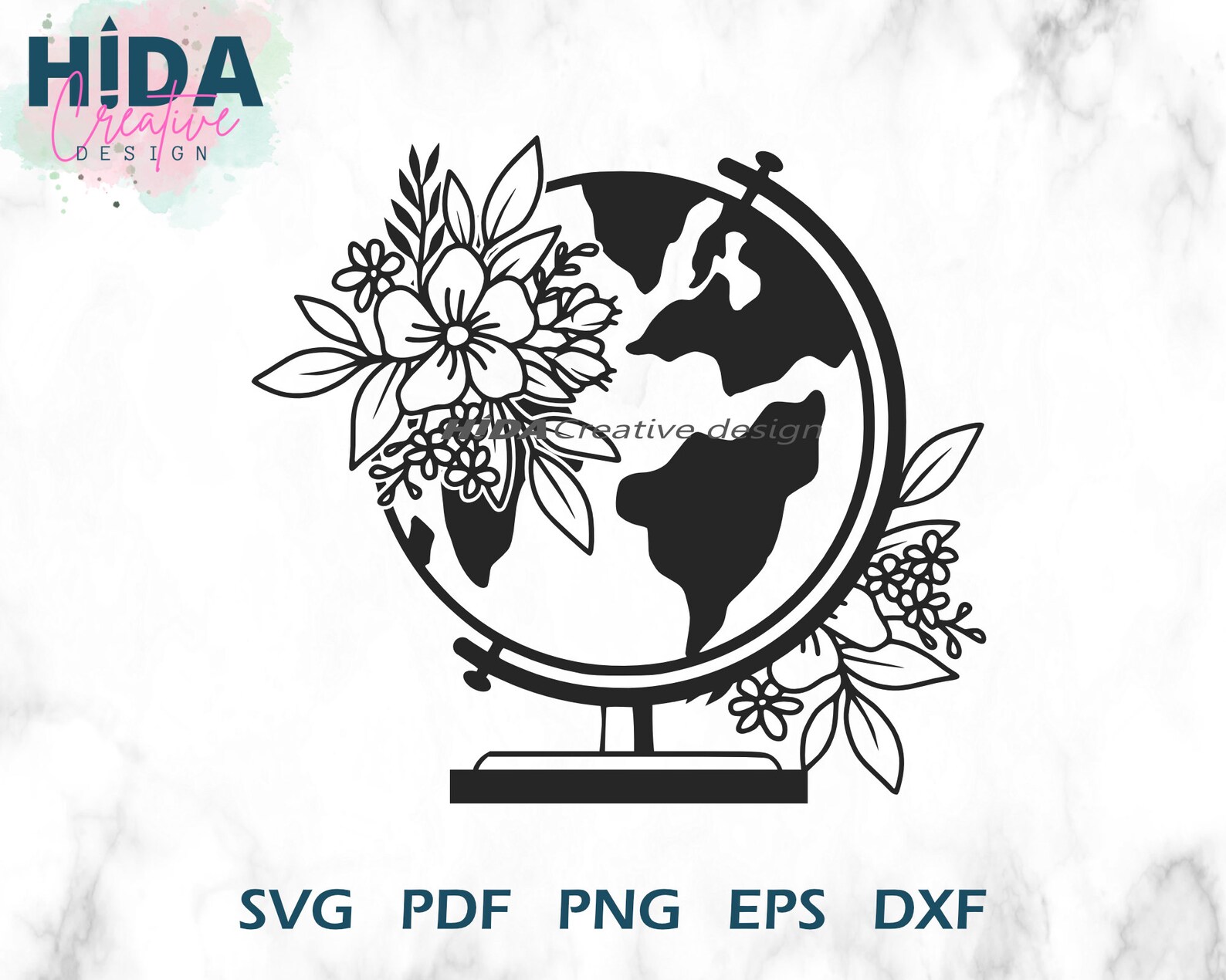 Floral Globe SVG Globe With Flower Svg Flower Globe Svg Etsy
