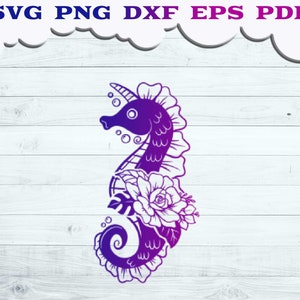 Sea Horse SVG, Floral Sea Horse svg, Sea Horse with Flower svg, Sea Horse Wall Decor, Floral Sea Horse Cut file For Cricut and Silhouette