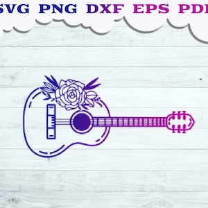 Acoustic Guitar SVG, Acoustic Guitar with Flower, Flower Guitar Cut file, Acoustic Guitar svg, Guitar Lover svg, Music Lover, Guitarist svg