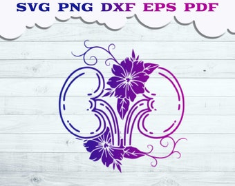 Kidney SVG file, Kidneys with Flower Svg, Floral Kidneys svg, Human Organs svg, Mental Health svg, Anatomical Kidneys svg, Body Parts svg