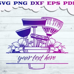 Split Cleaning Tool SVG, Cleaning Supplies Logo, Floral Cleaning Tool svg, Cleaning Tool Cut file, Cleaning Service svg, Housekeeping svg