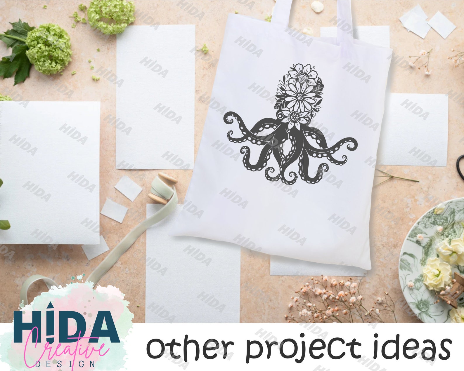 Octopus Floral Notebook 8.5 X 11in