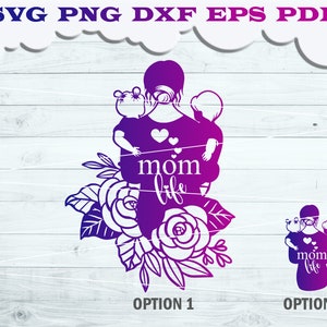 Mother with 2 child&#39;s svg, mom and baby svg, Mother day svg, mom and babies with flower svg, mom and kids svg, Mothers day Cut file