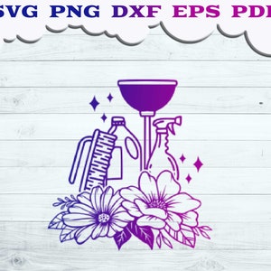 Reinigung Tool svg, Floral Reinigung Tool svg, Reinigung Tool für Made Logo, Floral Reinigungsmittel svg, Reinigung Toll Cut Datei, Reinigung svg