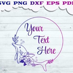 Dolphin Monogram frame SVG, Floral Dolphin svg, Swiming Dolphins svg, Dolphins svg, Dolphin Cut file, Dolphin wall decor, Fish Clip art