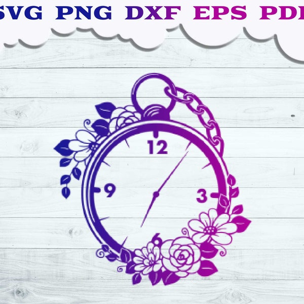 Pocket Watch SVG file, Vintage Pocket Watch svg, Floral Pocket Watch svg, Vintage Clock time svg, Pocket Cut file, Clock svg, Pocket svg