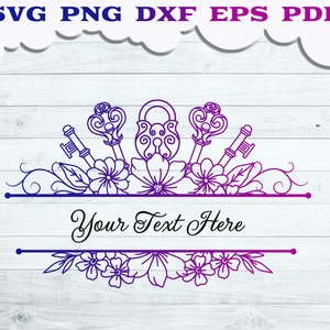 Split Monogram Key SVG, Floral Monogram Frame svg, Split Border Key svg, Slotenmaker Logo, Slotenmaker svg, Master key svg, Slotenmaker Cut bestand