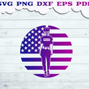 POLICE Flag SVG,  Police woman with American Flag Svg,  Police Officer svg, American Police Svg, US flag svg for Printable and Cricut
