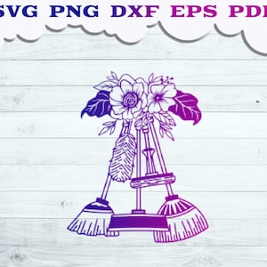 Floral Housekeeping Tool SVG, Floral Cleaning Tool svg, Cleaning Tool Cut file, Cleaning Service svg, Cleaning tool svg, Housekeeping svg