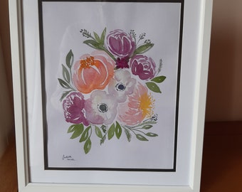 花瓶の花。オリジナル水彩画 446 - Etsy 日本