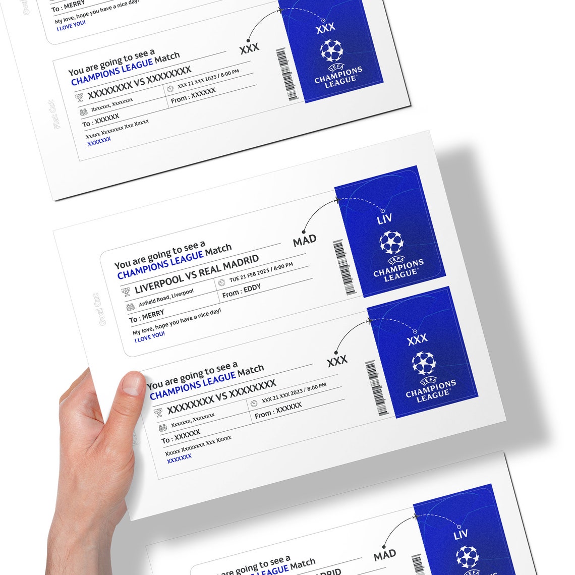 Uefa Champions League Personalized Football Match Voucher PDF Instant