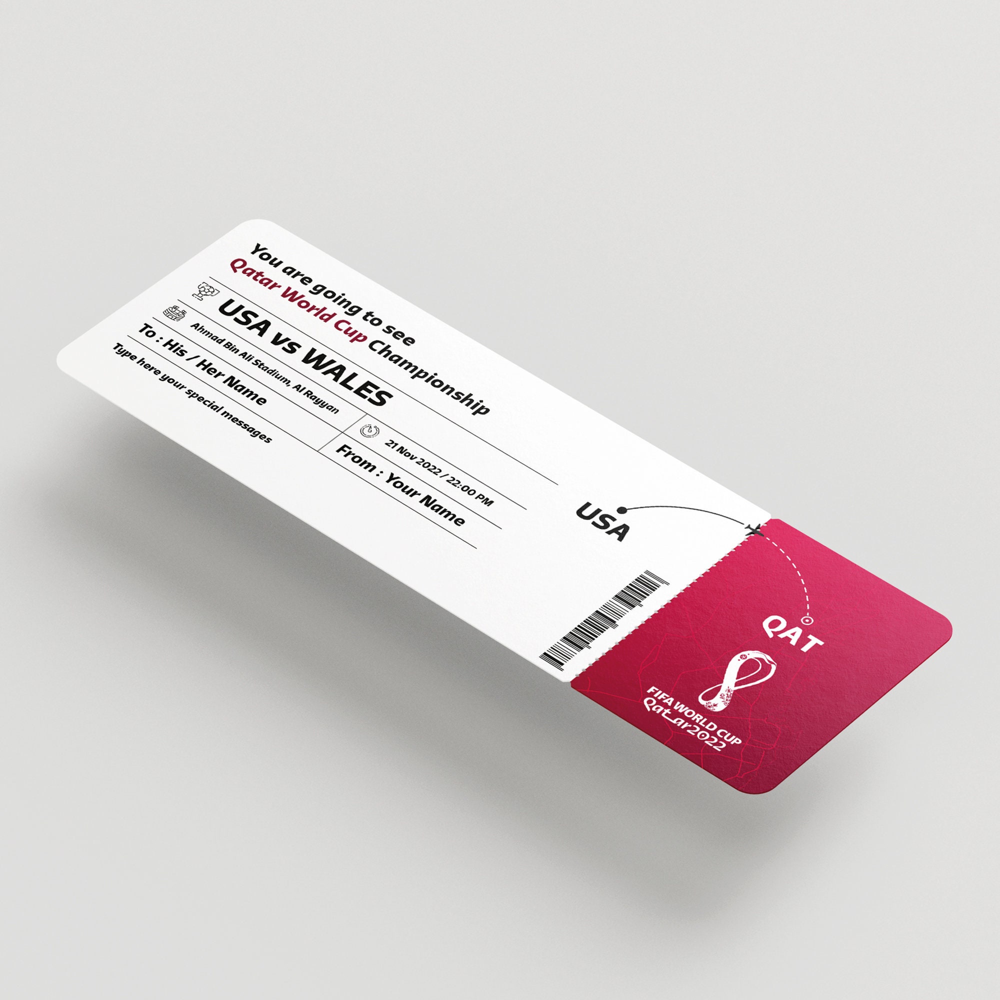World Cup 2022 Qatar Ticket Template Editable Custom World