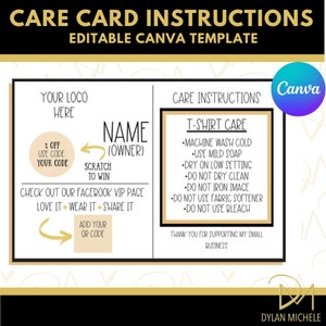 Thank you - Care Instructions - Card - Canva Template - 4 x 6