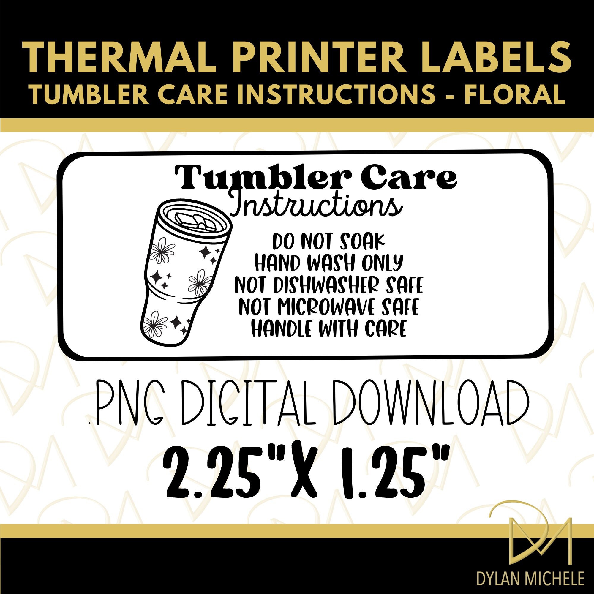 Tumbler Care Instructions - PNG - Digital Download - Thermal Printer ...