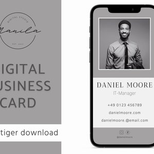 Digitale Visitenkarte Canva Vorlage auf deutsch DIY moderne Business Card editierbar sofortiger DOWNLOAD professionelles Marketing Bild 1
