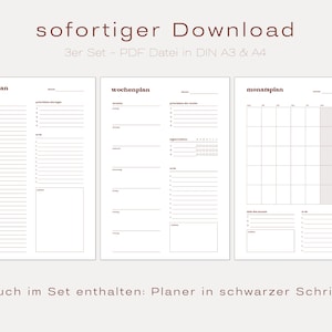 Tagesplaner Wochenplaner Monatsplaner DIN A3 & A4 | digital DOWNLOAD | minimalistische To-Do Liste im Retro Nostalgie Stil  | druckbares Set