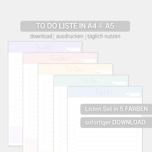 Minimal To Do List Printable | DIN A4 and A5 | digital DOWNLOAD print | home office | neutral pastel | set of 5