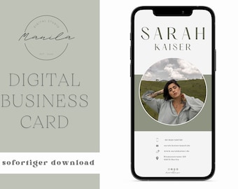 Digital Business Card Canva Vorlage auf deutsch | DIY moderne Visitenkarte editierbar | sofortiger DOWNLOAD | professionelles Marketing