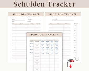 Debt Tracker Set of 3 | Budget Planner to Print | Financial Planner Loan Installment Payments Household Book | Debt Snowball Method