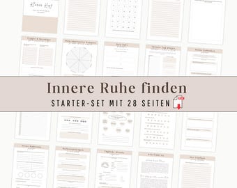 Planer für mentale Ruhe & Achtsamkeit | Digitales Journal gegen Stress und innere Unruhe | Selbstreflexion Routinen Selfcare | Printable PDF