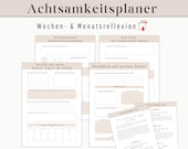 Self Care Journal zum Ausdrucken – Wochen- & Monatsreflexion | Achtsamkeit Tagebuch | Selbstfürsorge Planer | Mental Health Vorlage PDF