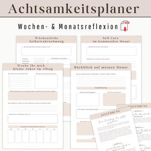 Printable Self Care Journal – Weekly & Monthly Reflection | Mindfulness Diary | Self-Care Planner | Mental Health Template PDF