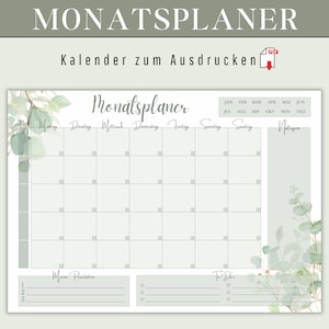 Monthly planner as a digital download | Monthly calendar undated German as a family planner | Calendar to print - family planning (PDF)