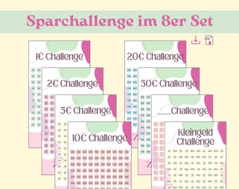 Sparchallenge A6 deutsch Zipper Methode | PDF digital DOWNLOAD | Chash Stuffing | Kleingeldchallenge | Budget Sparen Münzsparchallenge Euro