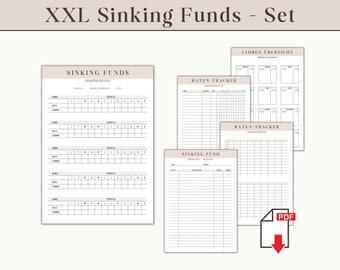 Sinking Funds Tracker German A4 A5 | Budget Planner Template | Savings Tracker PDF | Digital Financial Overview | Cash Stuffing Use Financial Plan