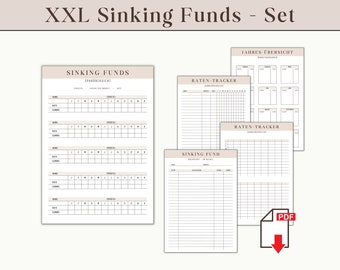 Sinking Funds Set Tracker Deutsch A4 A5 zum Ausdrucken digital Download | Finanz Planer Budget Planner Spartracker Vorlage Haushaltsbuch