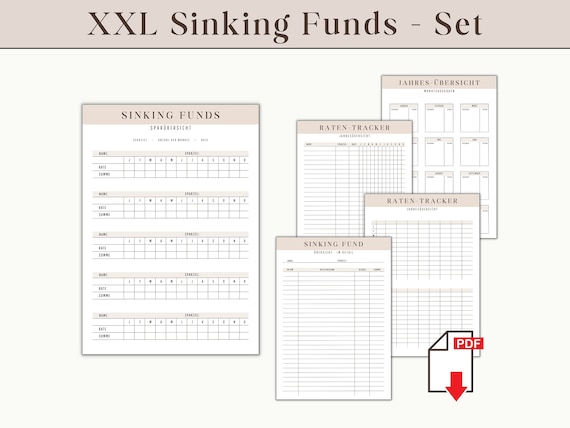 Sinking Funds Tracker deutsch A4 A5 | Budget Planer Vorlage | Spar-Tracker PDF | Finanzübersicht digital | Cash Stuffing Einsatz Finanzplan