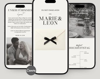 Wedding Website Canva Template | Digital Wedding Invitation | Wedding Website Template with RSVP, Music & Countdown