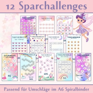 Savings Challenge A6 Budget Challenge Cash Stuffing German | Savings game for small change children | Savings savings tracker to print out budgeting PDF