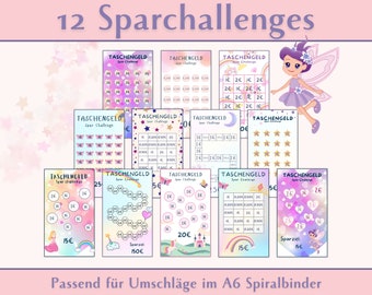 Savings Challenge A6 Budget Challenge Cash Stuffing German | Savings game for small change children | Savings savings tracker to print out budgeting PDF