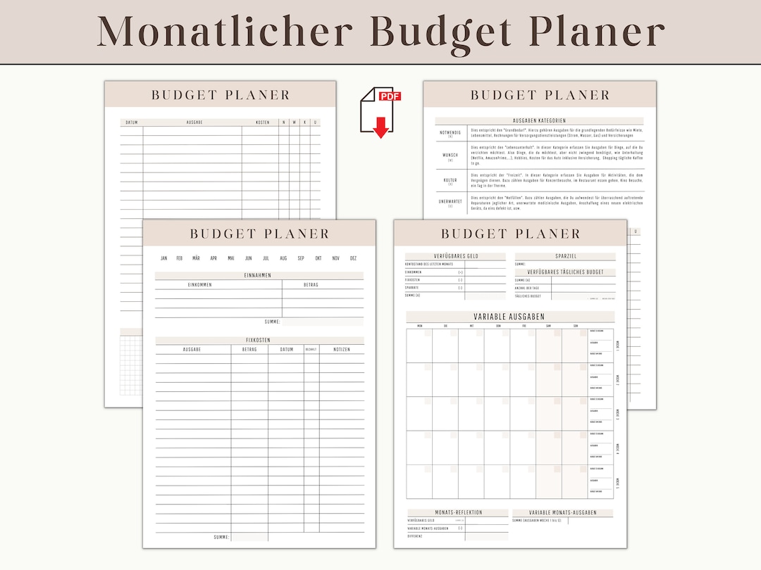 Budget Planner A4 Digital Download Kakeibo Financial Planner Set Print PDF Savings Tracker ...