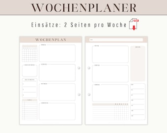 Undated weekly planner | Weekly overview to print as planner insert for calendar | Weekly plan template | Digital download PDF