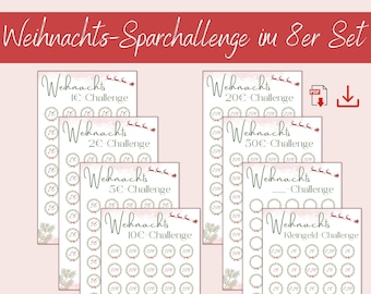 Sparchallenge A6 Christmas German | PDF digital DOWNLOAD | cash stuffing | Small Change Challenge | Budget Savings | Euro coin savings challenge