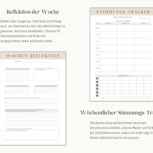 May include: A printable worksheet for tracking weekly mood and reflecting on the week. The worksheet includes sections for noting activities, emotions, and reflections on the week. The worksheet is designed to help users track their mood and identify patterns in their emotions.