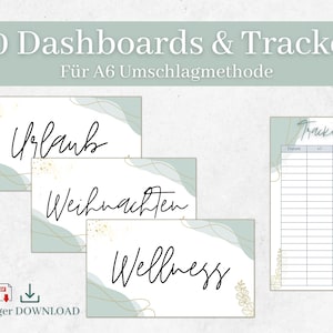 Dashboard Budget A6 | Deckblätter A6 Cash Stuffing deutsch | digitaler DOWNLOAD | Umschlagmethode zum Sparen | Budgetplaner | Blanko Vorlage