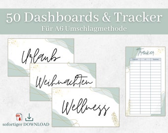 Dashboard Budget A6 | Deckblätter A6 Cash Stuffing deutsch | digitaler DOWNLOAD | Umschlagmethode zum Sparen | Budgetplaner | Blanko Vorlage