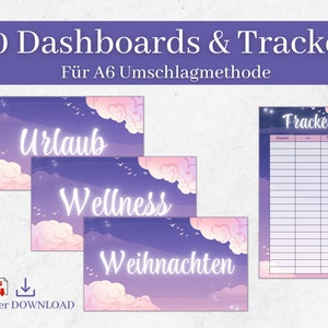 Dashboard Budget A6 | Cover sheets A6 Cash Stuffing German | DIGITAL DOWNLOAD | Envelope method to save | Budget Planner | Blank template