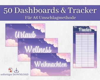 Dashboard Budget A6 | Deckblätter A6 Cash Stuffing deutsch | digitaler DOWNLOAD | Umschlagmethode zum Sparen | Budgetplaner | Blanko Vorlage