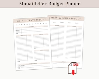 Budget Planner A4 German digital download | Financial Planner Set Printable PDF | Savings Tracker Template Household Book Monthly Budget Sheet