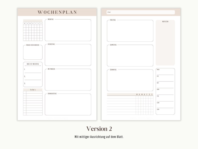 Undated Weekly Planner | Weekly Overview to Print as Planner Insert for ...
