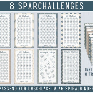Spar Challenge Budgetbuch minimalistisch Boho Muster | digitaler DOWNLOAD | Sparbinder A6 Zipper Budgeting Methode Set | deutsch Kleingeld